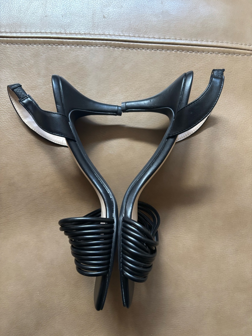 H by Halston Black minimalist 2.5 inch Ruched Strap Slingback minimalist Heels - Picture 3 of 5
